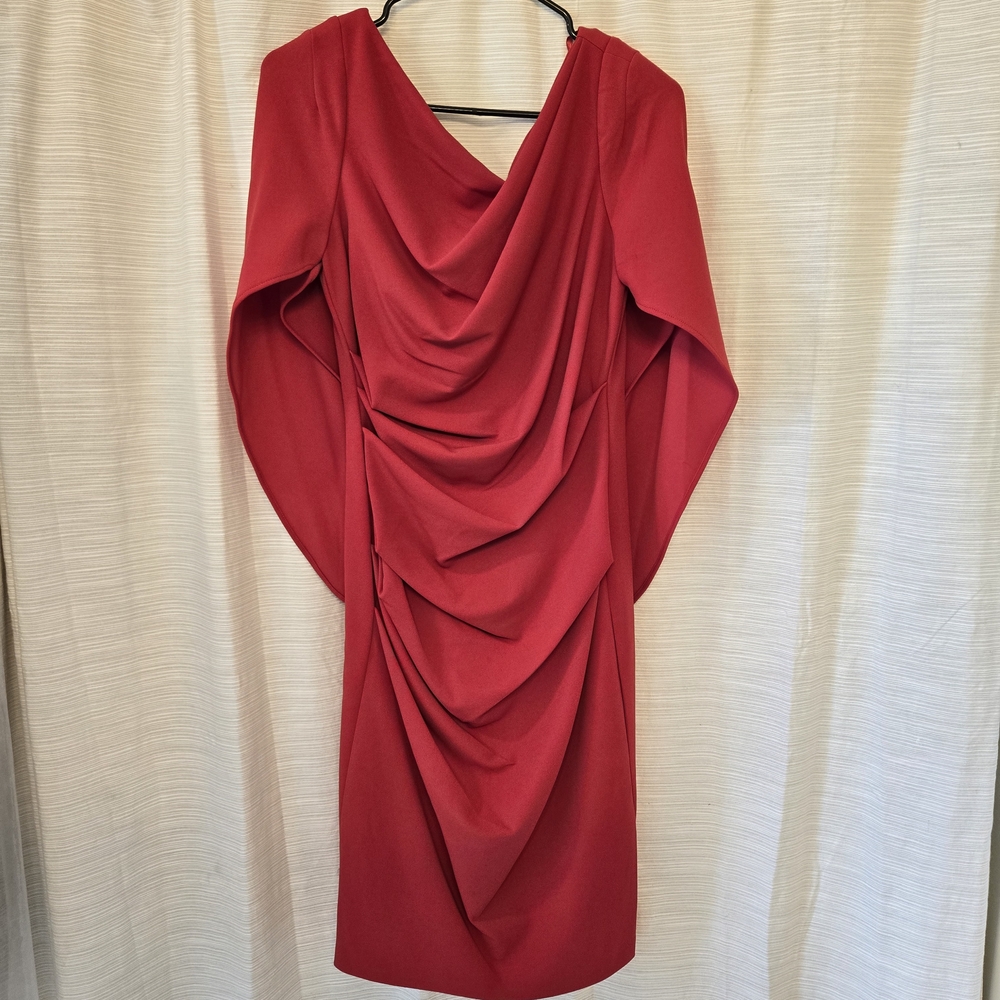 Elegant Red Draped Women's Dress